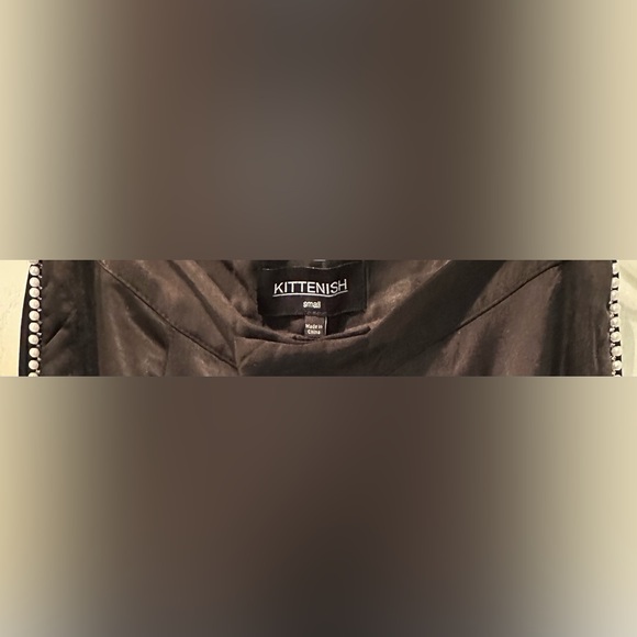 KITTENISH Black Satin Trousers with Pearl Strand “Racing Stripes” - Picture 4 of 8